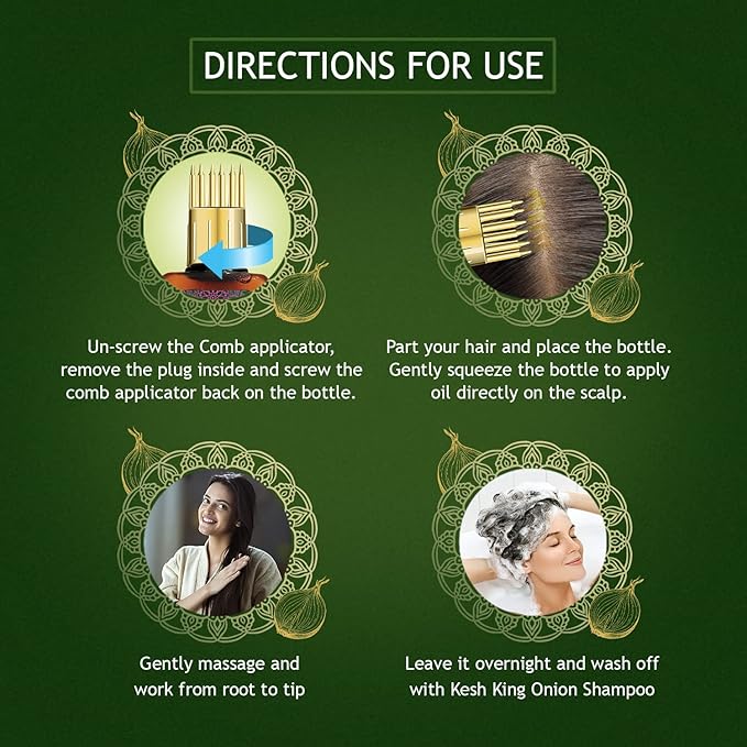 KESH KING Organic Onion Hair Oil with Curry Leaves | Anti Hair Loss & Fall Control Oil | Enhance Hair Growth | Makes Hair Soft, Shiny & Frizz-Free | 6.76 Fl Oz (200ml)