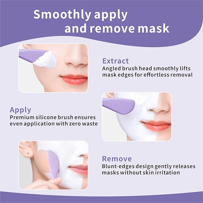 Silicone Face Scrubber, 2 in 1 Face Mask Brush, Pore Brush, Blackhead Remover, Facial Cleansing Brushes, Face Mask Applicator for Mud, Clay(Pink+Purple)