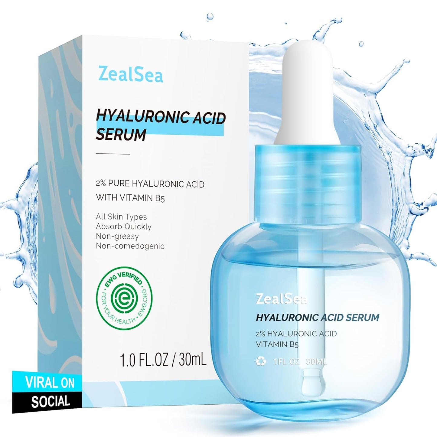 🌊 Pure Hyaluronic Acid Serum – EWG Certified, Vegan, Fragrance-Free (1 oz)