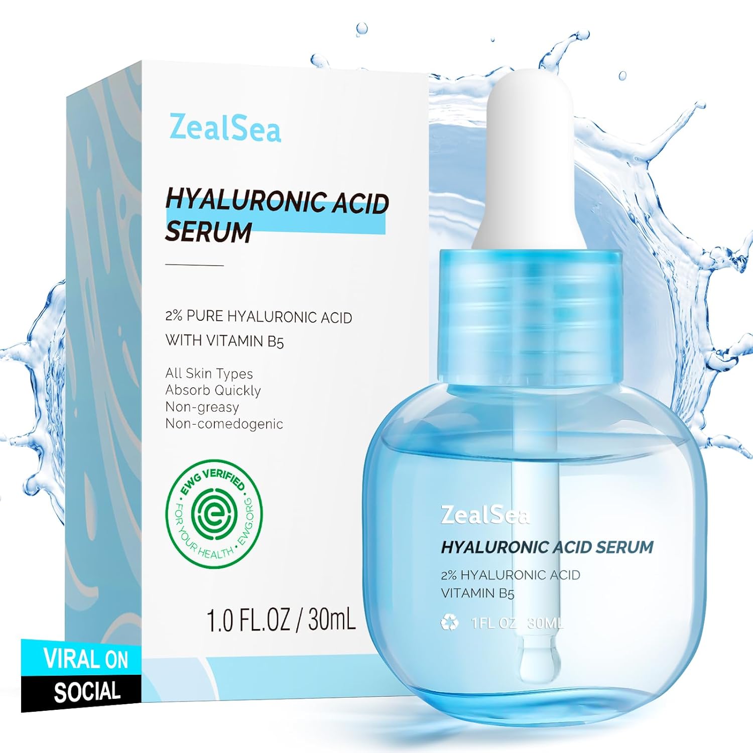 🌊 Pure Hyaluronic Acid Serum – EWG Certified, Vegan, Fragrance-Free (1 oz)