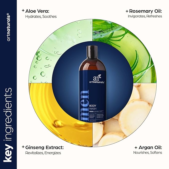 artnaturals Men’s Fresh Body Wash– Natural Shower Gel that Cleanses, Refreshes, Deodorizes & Moisturizing (16 Fl Oz -Pack of 1)