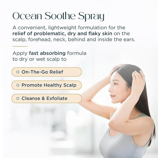 Ocean Soothe Scalp Relief Spray with Highly Concentrated Magnesium Salt for Dry and Flaky Skin, Quick Absorption, All Natural and Fragrance-Free Leave-In Scalp Treatment, 60mL