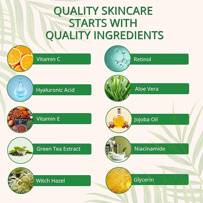 FACE SERUM SKINCARE SET – Retinol Serum for Face - Vitamin C with Niacinamide - Hyaluronic Acid Skin Care – Mens Skincare - Beauty Gifts Sets for Women – Facial Kit for Glowing Skin by DERMAWORKS