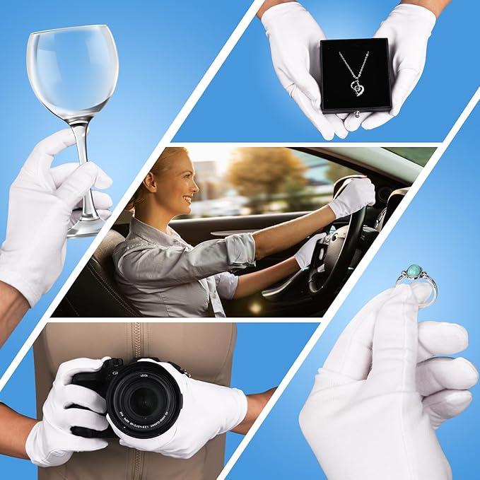 Donfri 6 Pairs White Moisturizing Gloves Overnight Cotton Gloves for SPA, Dry Hands Eczema, Hand Care, Day and Night Healing，Reusable