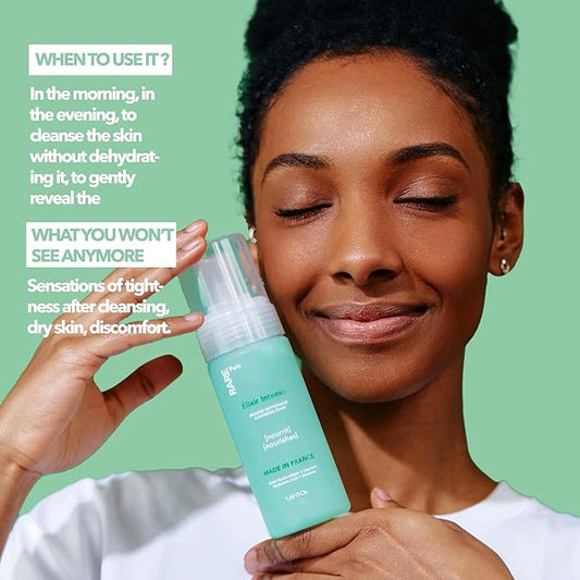 Élixir Intense - Nourishing Cleansing Foam - Hydrating & Brightening - With Hyaluronic Acid & Squalene - Gentle, Moisturizing, Firming & Revitalizing - Day/Night Facial Cleanser - 1.69oz