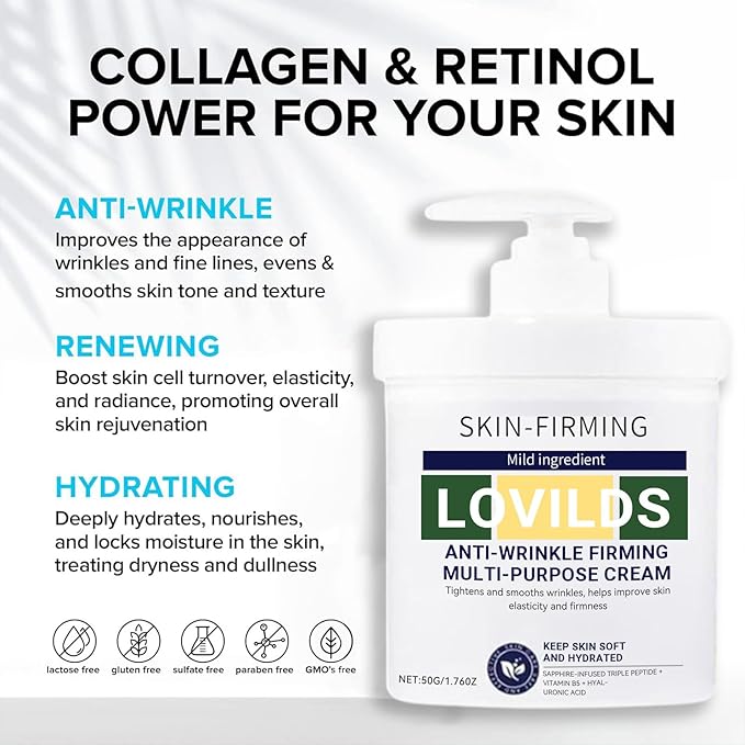 LOVILDS Skin Tightener, LOVILDS Skin Firming Cream, Skin Firming Rejuvenating Cream for All Skin Types (1Bottle)