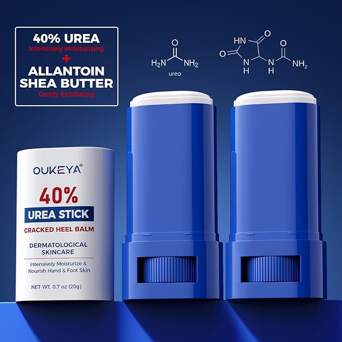OUKEYA Urea Cream 40 Percent.Urea Cream Stick for Foot and Hand Cream Stick for Dry Cracked, Cracked Heel, Avoid Frostbite, 40 Percent Urea Lotion for Feet Maximum Strength, 2 PACK