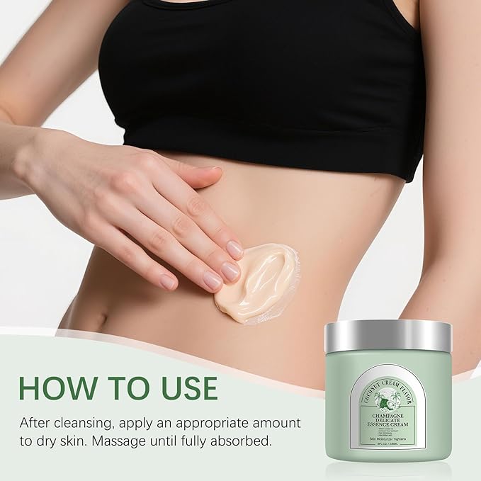 Champagne Lift Body Creme, Anti-Aging Skin Tightening with Lifting Formula, Deep Hydrates Dry Skin Arms & Legs. (Coconut Cream Flavour)