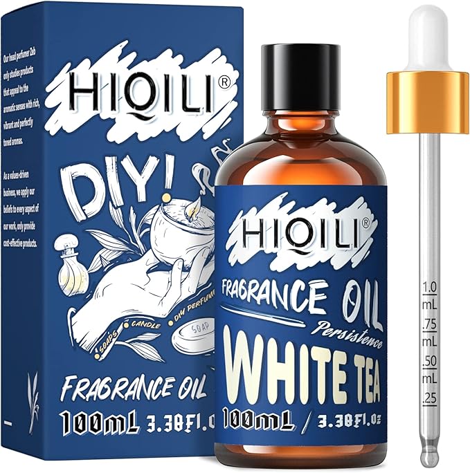 HIQILI White Tea Essential Oil - Pure Elegant Fragrance Oil for Diffuser, Candle Soap Perfume Lotion Shampoo Making, 3.38 Fl Oz Halloween Thanksgiving Gift