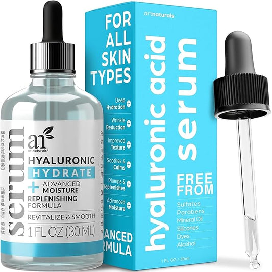 ArtNaturals Hyaluronic Acid Serum - Anti- Aging Facial Serum, Natural Moisturizer w/Vitamin C Serum & Vitamin E - for Skin Care - Reduce Wrinkles & Dark Spots (1 Fl Oz (Pack of 1))