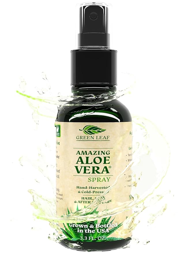 Aloe Vera Spray Bottle Travel Size | Vitamin C, E & A | Skin Care, Hair Spray, Facial Moisturizer, Hair Growth, Facial Cleanser, Sunburn Relief & After Sun Lotion 3.3oz