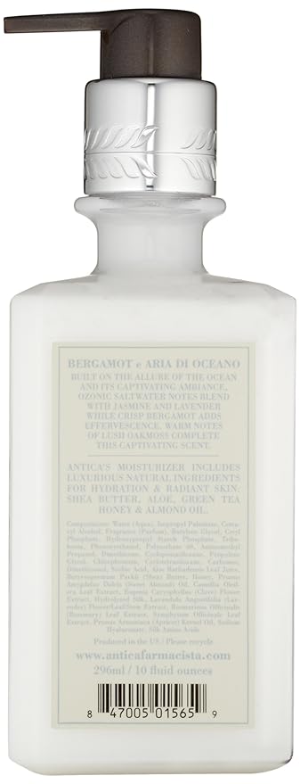 Antica Farmacista Body Moisturizer - Moisturizing Scented Lotion - Premium Body Moisturizer - Luxury Gift for Women & Men - Hand & Skin Hydration - Bergamot & Ocean Aria, 10 Fl Oz