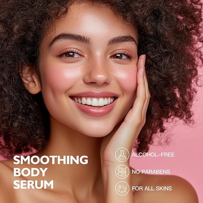 Be Glossy Smoothing Body Serum for Wrinkles - Anti-Aging Formula Infused with Hyaluronic Acid, Vitamin E, Glycerin and Shea Butter - Hydrating & Firming