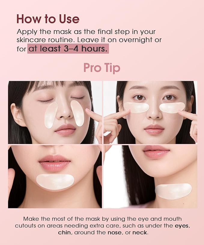 Bio-Collagen Face Mask - Korean Skincare, Women's Facial Treatments & Masks, Deep Hydrating Overnight Mask, Firming & Moisturizing, 6-Pack
