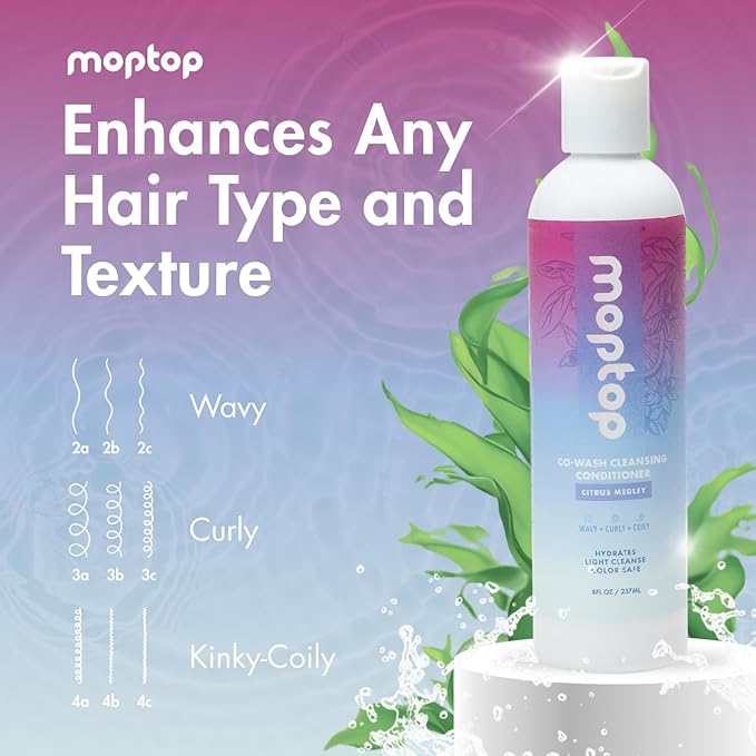 MopTop Cowash Cleansing Conditioner – Curly Hair Conditioner to Restore Moisture, Reduce Frizz & Boost Manageability, Sulfate & Paraben Free Hair Care for All Hair Textures (Citrus Medley, 8oz)