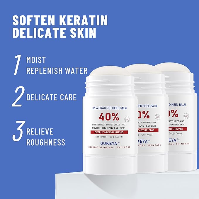 OUKEYA Urea Cream Stick 40 Percent,Heel Balm,Hand Cream and Foot Cream for Dry Cracked,Cracked Heel Treatment,Avoid Frostbite,40 Percent Urea Lotion for Feet Maximum Strength, 3 PACK