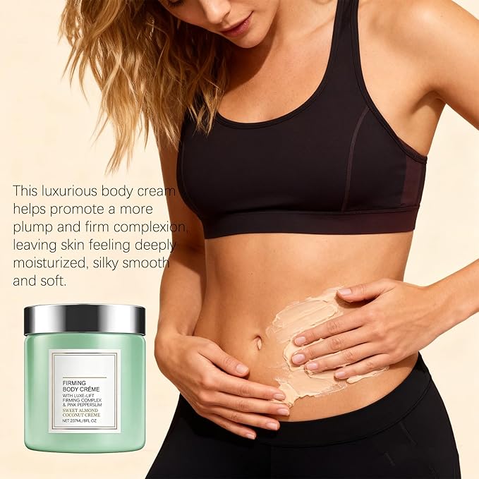 Champagne Firming Body Cream - Anti-Aging Lifting Cream to Tighten Skin & Hydrate, Fights Crepey Skin on Arms, Legs, Body with Luxe-Lift Complex, Sweet Almond Coconut Scented Body Cream (01)