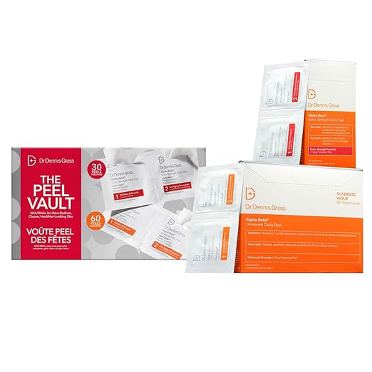 Dr Dennis Gross Peel Vault Kit – 30 Alpha Beta® Extra Strength Daily Peels + 60 Universal Daily Peels | 90 Total Treatments | $245 Value Limited Edition