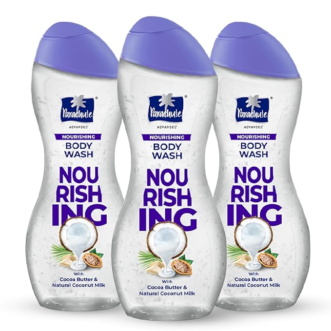 Parachute Advansed Nourishing Body Wash with Natural Coconut Milk & Cocoa Butter| Nourishes & Hydrates Skin| For Soft, Supple, Moisturized Skin | 100% Soap Free| 8.4 Fl oz PACK OF 3