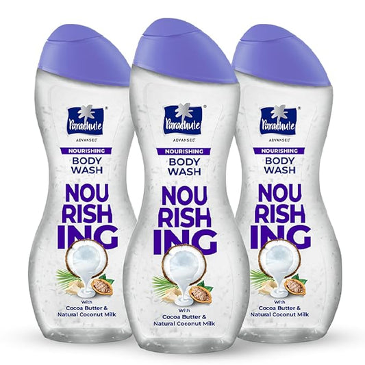 Parachute Advansed Nourishing Body Wash with Natural Coconut Milk & Cocoa Butter| Nourishes & Hydrates Skin| For Soft, Supple, Moisturized Skin | 100% Soap Free| 8.4 Fl oz PACK OF 3