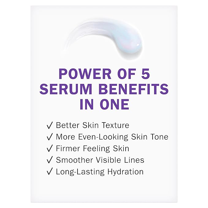 Olay Super Serum - Niacinamide, Vitamin C & E, Collagen Peptide, AHA - 5-in-1 Skin Care Benefits for Face - Healthy Glow, Brightening, Hydrating, Smoothing, Firming, Evens Tone, Anti-Aging, 1.0 Oz