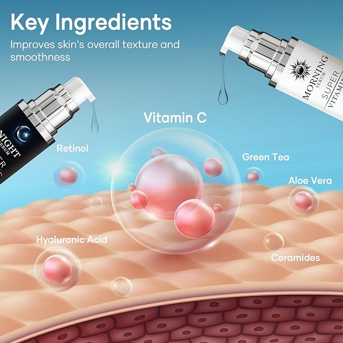 Super Vitamin C Serum for Women Over 70, All-In-One Formula, Made in USA, Hydrates, Firms, Lifts, and Targets Wrinkles, Age Spots, and Fine Lines, Vitamin C Serum (1fl oz x 2)