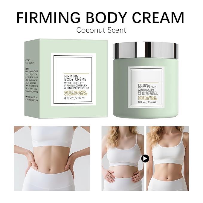 New Champagne Moisturizing Firming Body Creme for Hydrating, Skin Moisturizer Tightens, Hydrates Dry Skin on Arms, Legs, Belly & Neck - Day and Night - 1 Pack (Coconut, 8 Fl Oz/236 ML)