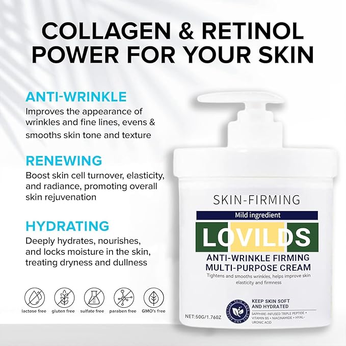Lovilds Skin Tightener, Advanced Firming & Wrinkle-Reducing Cream, Lovilds Skin Firming Rejuvenating Cream, Skin Firming, Moisturizing and Anti-Wrinkle for all Skin Types (1 Bottle)