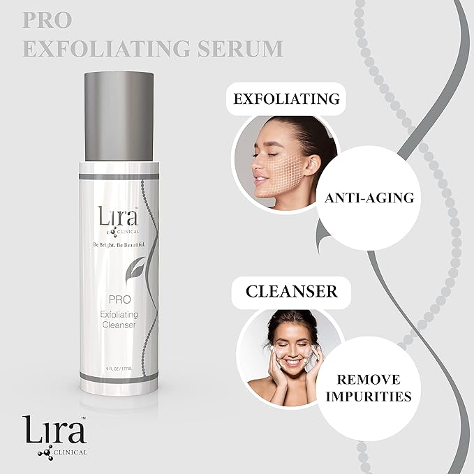 Lira Clinical PRO Exfoliating Face Cleanser - Brightening Facial Wash with Salicylic Acid - 6 Oz