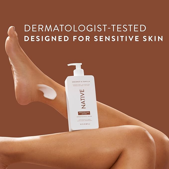 Native Body Lotion Contains Naturally Derived Plant-Based Moisturizers for Women and Men | Restores Dry Skin, Coconut & Vanilla, 16.5 fl oz