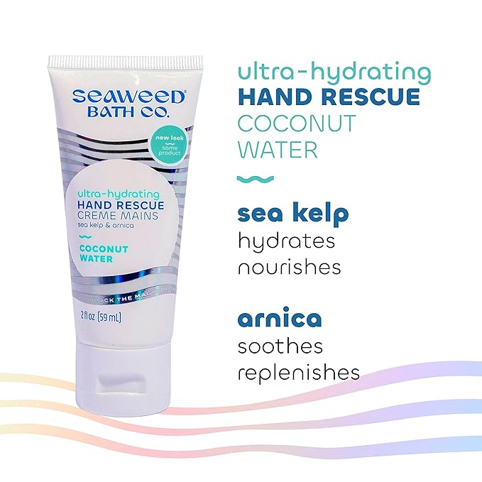Seaweed Bath Co. Ultra-Hydrating Hand Rescue Hand Cream, Coconut Water Scent, 2 Ounce, Sustainably Harvested Seaweed, Sea Kelp, Arnica