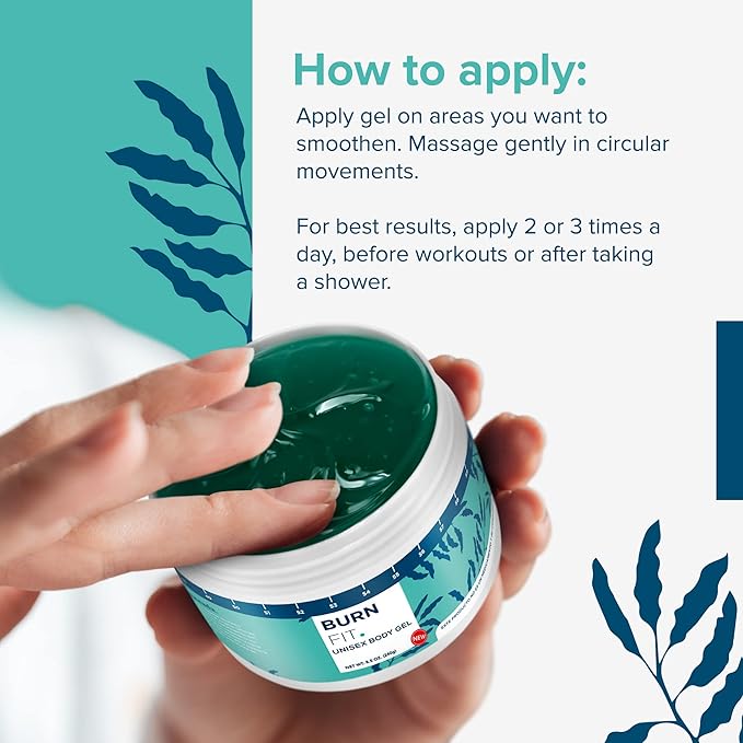 Body Gel – Anti Cellulite Cream by Burn Fit for Belly & Body, Belly Firming and Tightening Cream, Non-Sticky Cold & Hot Cream for Cellulite, Skin Firming Body Lotion for Smoother Skin - 8.5 Oz.