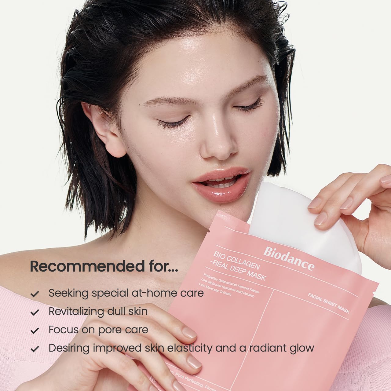 Bio-Collagen Real Deep Mask, Hydrating Overnight Hydrogel Mask, Pore Minimizing, Elasticity Improvement, 34G X4Ea