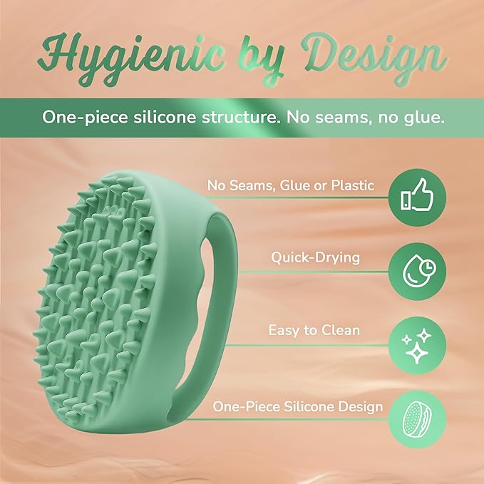 Anti-Cellulite Silicone Massager Brush - Deep Tissue Body Scrubber for Cellulite Remover, Skin Firming & Lymphatic Drainage - Exfoliating Massage Tool with Grip Handle for Legs & Body - Green