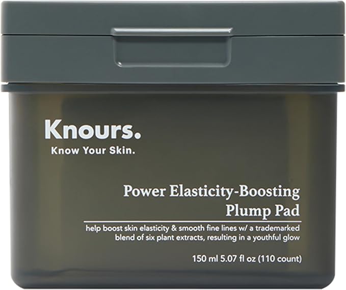 Knours Plump Pad | Natural Plant | Smooth Lines, Firming, Elasticity | Collagen Support | 2-in-1 Toner Pad + Face Mask | Holy Basil | Power Elasticity-Boosting | All Skin | 110 Count | 150ml/5.07oz