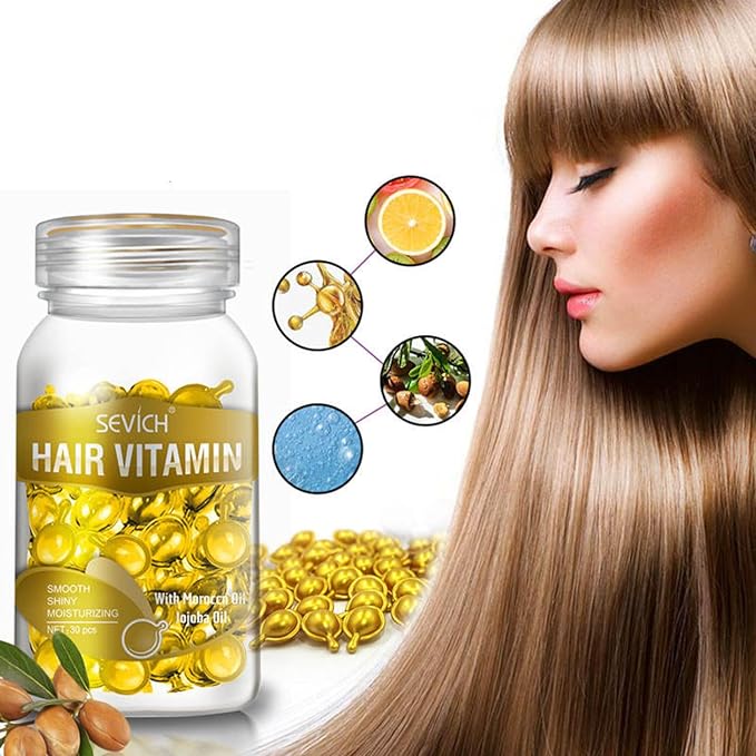 Hair Treatment Serum - 40 Hair Care Capsules - Hair Growth Serum - With Argan Macadamia & Avocado Oils - Vitamins A, E, & Pro B5 - Conditioner for Women & Men