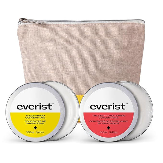 Everist The Haircare Meets Skincare Set, Includes Shampoo & Deep Conditioner Concentrates, Strengthens & Repairs Hair, Hydrates & Soothes Scalp, Plant-Based & Color-Safe, 3.4 fl oz Each, Tins