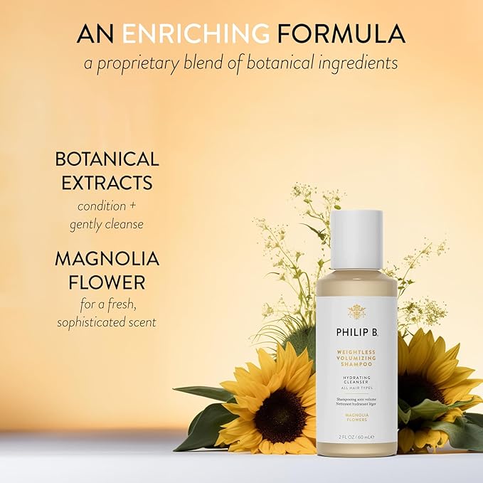 PHILIP B Weightless Volumizing Shampoo, 2 fl. oz. (60 ml) - Removes Oil and Product Build-Up, Adds Extra Body, Bounce and Shine