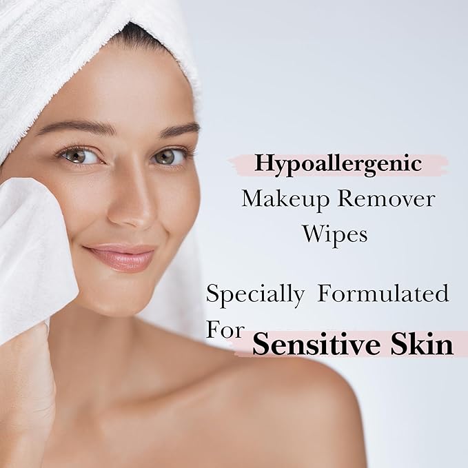 mivida Hypoallergenic Makeup Remover Wipes | Dermatologist-Tested, Biodegradable, Fragrance-Free with Vitamin E | Gentle on Sensitive Skin, 25 Count