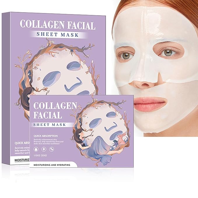 Bio-Collagen Overnight Face Mask,Glass Glow Hydrogel Face Masks, Collagen Face Mask, Korean Glass Skin Facial Sheet Masks, Wake up Glass-Like Skin