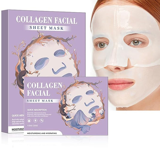 Bio-Collagen Overnight Face Mask,Glass Glow Hydrogel Face Masks, Collagen Face Mask, Korean Glass Skin Facial Sheet Masks, Wake up Glass-Like Skin