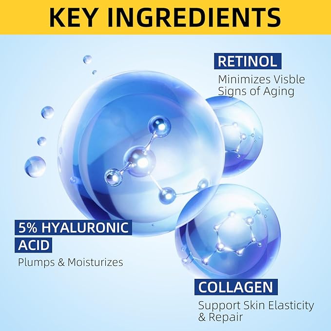 Retinol Cream for Face, Face Moisturizer, Skin Tightening Cream for Face with Collagen and Hyaluronic Acid, Anti-Aging, Firming Skin Care Neck & Décolleté for Day & Night, Instant Lift, 1.7 fl oz