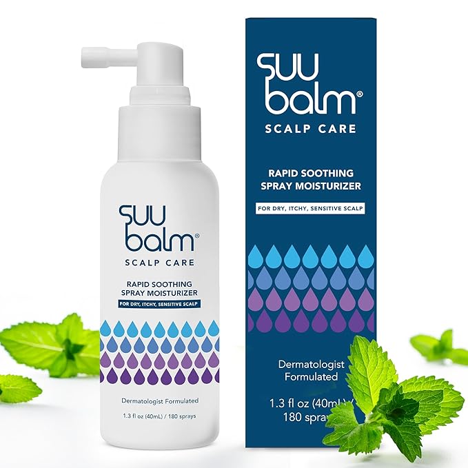 Suu Balm Dry Scalp Treatment, Rapid Itch Relief Anti-Dandruff Scalp Spray Moisturizer, Cooling Itchy Scalp Treatment for Flaky Sensitive & Psoriasis, Cooling Menthol & 5 Ceramides, 1.35 fl oz