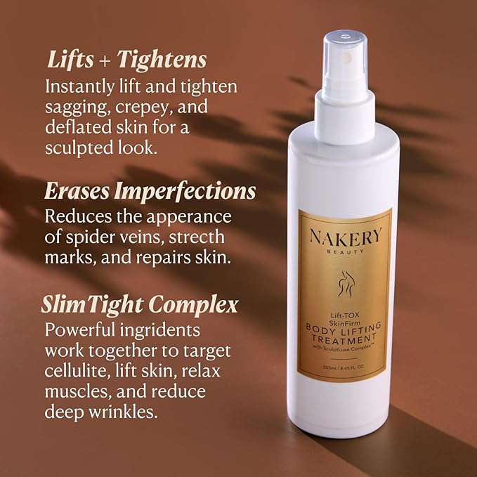 Nakery Lift-Tox SkinFirm Spray, Skin Tightening Cream for Body, Firming Body Lotion Instantly Lifts Saggy Areas & Smooths Cellulite, Crepey Skin Repair, Clinically Proven Body Lifting Treatment