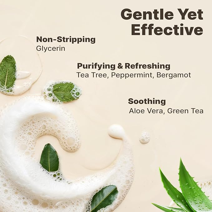 Foaming Face Wash Cleanser – Made in USA with Hydrating Natural & Organic Vegan Ingredients, Gentle Non-Toxic Daily Facial Wash for Sensitive, Oily & Blemish Prone Skin for Women, Men & Teens