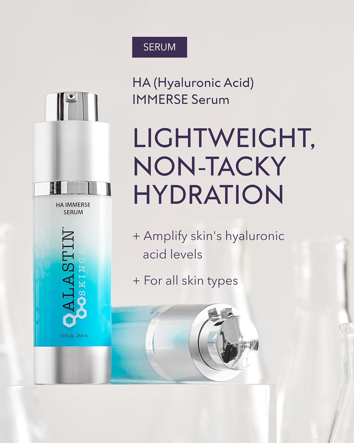 Hyaluronic Acid HA Immerse Face Serum – Deep Hydration & Moisture Locking Serum for Dry, Dehydrated & Mature Skin | Restorative Anti-Aging Formula for Radiant, Glowing Complexion | 1 Fl Oz