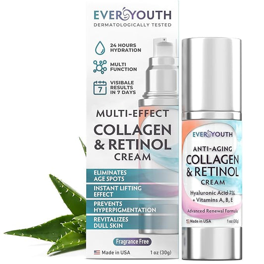 Face Moisturizer for Women, Hydrating Serum Travel Size Lotion with Collagen, Retinol, Hyaluronic Acid & Vitamin A, Anti Aging Face Cream, Made in USA, Facial Moisturizer Wrinkle Cream for Women, 1oz