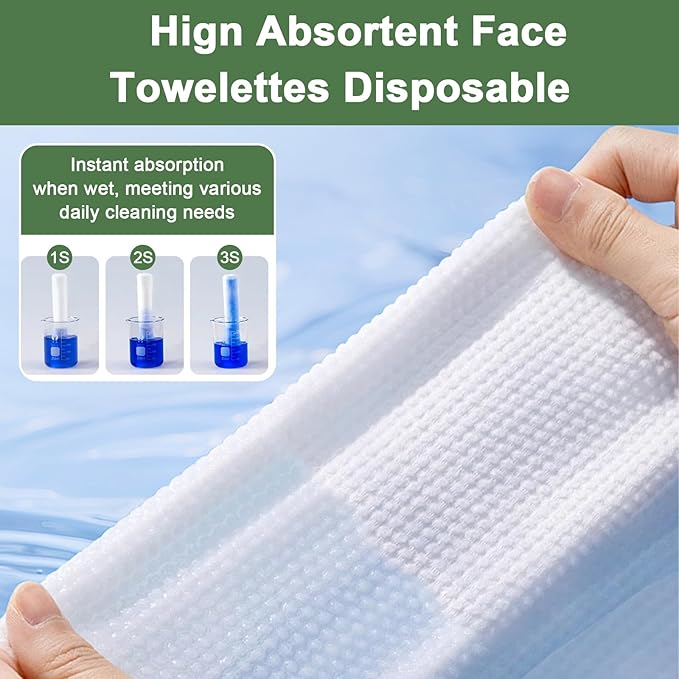 120 Count Disposable Face Towels, 100% Biodegradable Facial Wipes for Sensitive Skin, Extra Soft & Thick Dry Wipes for Face Washing, Skincare, Makeup Removal, Lint-Free Face Cloths