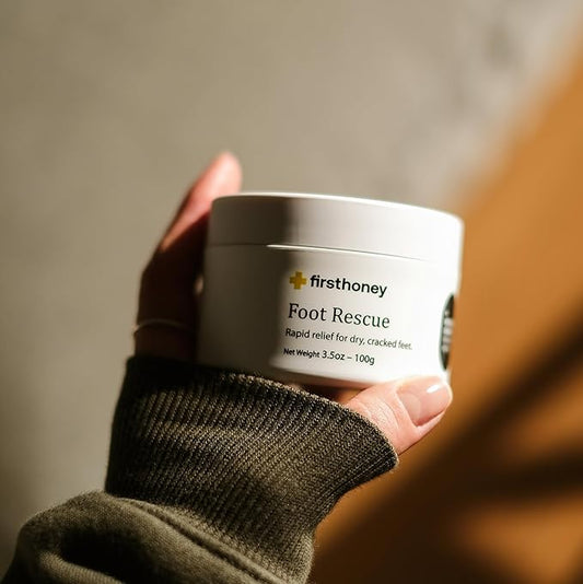 FIRST HONEY Advanced Foot Repair Cream for Dry, Cracked Skin, Ultra-Hydrating with New Zealand Manuka Honey, Fast Relief for Feet, Cracked Heel Treatment, Callus Remover