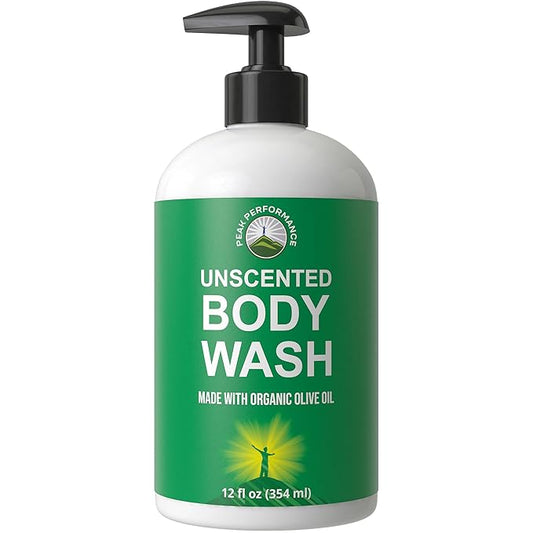 Ultra Pure Unscented Body Wash Made With Organic Ingredients Including Aloe Vera, Olive Oil, Jojoba, Coconut Oil, and Shea Butter. Great For Sensitive Skin. Natural Vegan Body Wash No Toxins
